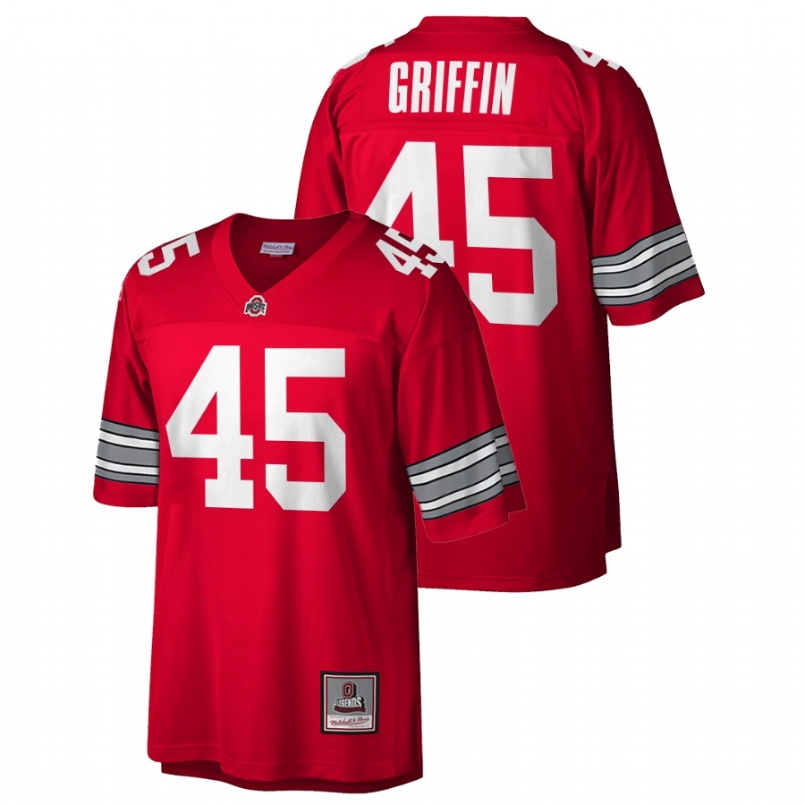 Ohio State Buckeyes Men's NCAA Archie Griffin #45 Scarlet Black Throwback Retired number College Football Jersey OBB4049LC